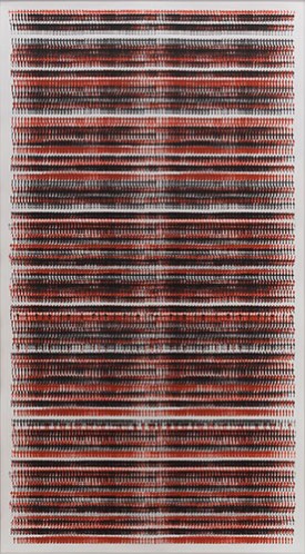 Michal Rovner, Cipher 3 (Mechanism), 2018. Archival pigment print, 66-7/8 x 36-1/8 inches © 2018 Michal Rovner/Artists Rights Society (ARS), New York