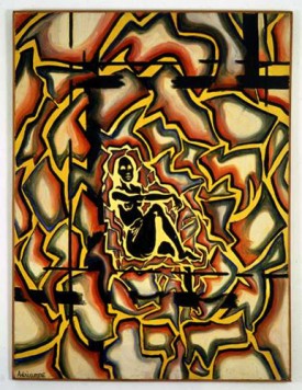 Adrian Piper, LSD Self-Portrait from the Inside Out, 1966. Acrylic on canvas, 40 x 30 inches. Emi Fontana Collection