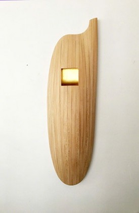 Kevin Kegler, The Light Will Blind You, 2017. White pine, gold leaf, 46 × 13 × 6 inches. Courtesy of Resource:Art, Buffalo, NY