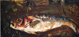 Chaim Soutine, The Fish, c. 1933. Oil on panel, 13-3/4 x 30-1/2 inches. Private European Collector, courtesy of the Jewish Museum. Artists Rights Society (ARS), New York/ADAGP, Paris