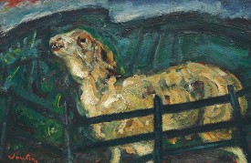 Chaim Soutine, Sheep Behind a Fence, c. 1940. Oil on canvas, 10-3/4 x 16-1/4 inches. Private Collection, courtesy of the Jewish Museum. Artists Rights Society (ARS), New York/ADAGP, Paris