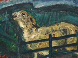 Chaim Soutine, Sheep Behind a Fence, c. 1940. Oil on canvas, 10-3/4 x 16-1/4 inches. Private Collection, courtesy of the Jewish Museum. Artists Rights Society (ARS), New York/ADAGP, Paris