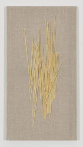 Helene Appel, Spaghetti, 2018. Acrylic, watercolor and oil on linen, 28-1/4 x 14-3/4 inches. Courtesy of the artist and James Cohan Gallery, New York.