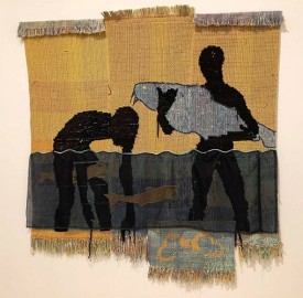 Diedrick Brackens, bitter attendance, drown jubilee, 2018. Woven cotton, acrylic yarn, polyester organza, 24 × 72 inches. Courtesy of the artist and Steve Turner Gallery, Los Angeles