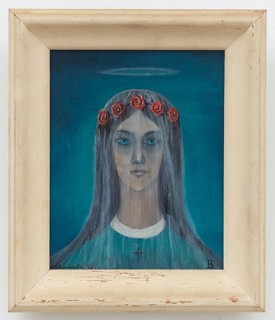 Gertrude Abercrombie, St. Brigit, 1963. Oil on board, 8 x 10 inches. Courtesy Karma Gallery.