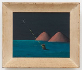 Gertrude Abercrombie, Moored to the Moon, 1963. Oil on board, 8 x 10 inches. Courtesy Karma Gallery.
