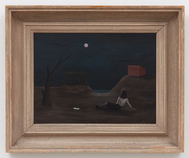 Gertrude Abercrombie, Reverie, 1947. Oil on masonite, 12 x 16 inches. Courtesy Karma Gallery.