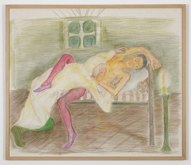 Pierre Klossowski, Le commandeur de St. Vit séduit par le jeune Ogier, Colored pencil on paper, 49 3/4 x 58 1/4 inches