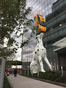 Donald Lipski, Spot! 2017. Hassenfeld Children’s Hospital, NYU-Langone Medical Center, New York. Fiberglass, steel, Prius., 39 x 20 x 9 feet. Photo: Donald Lipski