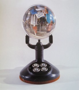 Donald Lipski, Building Steam #317, 1985. Crystal ball, intercom base, 9.5 x 6 x 5 inches. Photo: Dorothy Zeidman