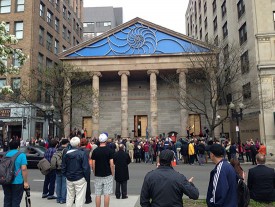 Donald Lipski, The Ship of Pearl, 2013. The Cathedral Church of St. Paul, Boston. Aluminum, 18 x 75 x 1.5 feet. Photo, Donald Lipski