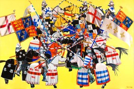 Malcolm Morley, Melee at Agincourt, 2017. Oil on linen, 76 x 114 inches. Courtesy of Sperone Westwater © Malcolm Morley