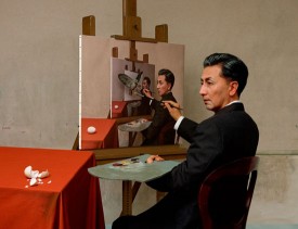 Yasumasa Morimura, Self-Portraits through Art History (Magritte / Triple Personality), 2016. Color photograph, 57 x 78-5/8 inches. Courtesy of Luhring Augustine