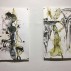 Installation shot showing Jeffrey Bishop, Monoprint #56, 2018, and #51, 2016. Chine collé, silkscreen and watercolor on Somerset, 21 x 12.5 inches. Courtesy of the Artist