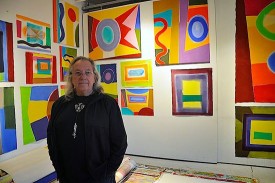 Richard Timperio with examples of his work. Photo: Paul Behnke