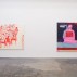 Installation view, Katherine Bradford: Friends and Strangers, at CANADA, New York, 2018, with Lunch Painting (left) and Water Lady, both 2018.