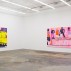 Installation view, Katherine Bradford: Friends and Strangers, at CANADA, New York, 2018, with Yellow Dress (left) and All of Us, both 2018.