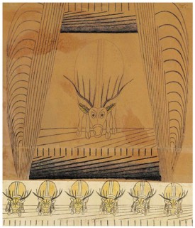 Martín Ramírez, Untitled (Seven Stags), 1953, a work sold by Phyllis Kind