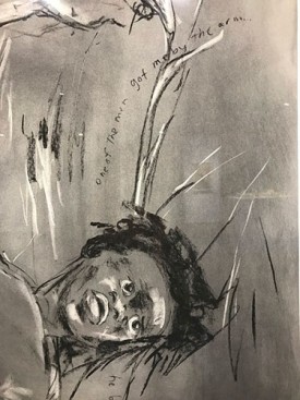 Kara Walker, Untitled, 2016. Graphite on paper, 75 x 37.5 inches ©Kara Walker. Courtesy of the artist and Sikkema Jenkins & Co., New York