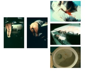 Ana Mendieta, Rape Scene, 1973 (Estate print, 2001), suite of five color photographs, 16 x 20 in. each. © The Estate of Ana Mendieta Collection, LLC. Courtesy Galerie Lelong & Co.