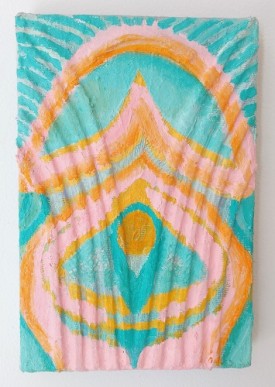 Ewelina Bochenska, Energy Flow, 2018, oil and leather on linen, 11x7.5in, image courtesy of the artist