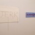 Installation shot, Monique Johannet: Intimations at The Painting Center, New York, 2018, showing Jerk, 2012 and Cuntrol Freak, 2012. Courtesy of the artist