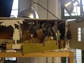 An example of one of Sangram Majumdar's paper constructed models in the artist's studio, 2018.