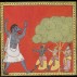 Page from the Ramayana: Rama and Lakshmana shooting at a female demon, watched by Vishmamitra, ca. 1750, Andhra Pradesh.
