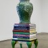 Luisa Caldwell, Sentinels, 2018, with ceramic book: Hinter Wipflinger di Bassano, 2018. Etched found ceramic vase and underglaze ceramic, 12 x 9.25 x 1.5 inches. Courtesy of the artist