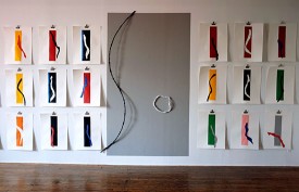 Alain Kirili studio installation shot with Signs, 2018, flanking NAME OF WORK, 2018