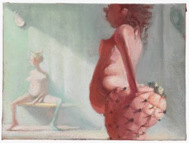 Lisa Yuskavage, Hamass, 1996. Oil on canvas board, 6 x 8 inches. Private Collection, Courtesy the artist and David Zwirner, New York/London © Lisa Yuskavage.