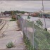 Scott Williams, Fenced Waterfront, 2017. Oil on panel, 18 x 28 inches. Courtesy of the artist