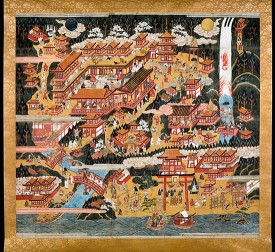 Anonymous, Momoyama period, 1568–1600, Nachi Pilgrimage Mandala. Hanging scroll; ink and color on paper. Princeton University Art Museum