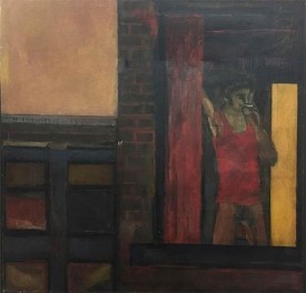 Bill Rice, Man in Window, 1980. Oil on canvas, 50 x 50 inches. Estate of the Artist, Courtesy Steven Harvey Fine Art Projects