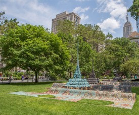 Installation shot of Leonardo Drew's City in the Grass at Madison Square Park. Photo by Rashmi Gill