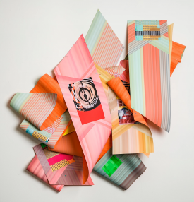 Configuring Video, 2019. Video stills inkjet printed on paper, 78 x 74 x 14 inches. Photo by Paul Takeuchi, courtesy of SL Gallery.