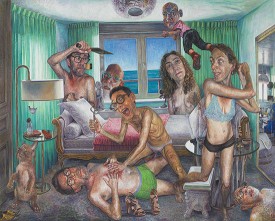 Mark Greenwold, A Magic Summer, 2017. Oil on canvas over panel, 40 x 50 inches. Courtesy of the artist and Garth Greenan Gallery