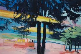 Claire McConaughy, Interlaced Sunset, 2019. Oil on canvas, 48 x 72 inches. Courtesy of the artist and the Painting Center