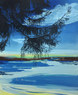 Claire McConaughy, Cerulean Lake, 2019. Oil on canvas, 72 x 60 inches. Courtesy of the artist and the Painting Center