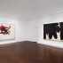 Installation shot of the exhibition under review showing Helen Frankenthaler, Black with Shadows, 1961 [left] and Robert Motherwell, Diary of a Painter, 1958. Image courtesy of Mnuchin Gallery