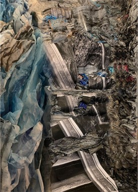 Etty Yaniv, Run Off, 2019 [detail]. Site-specific installation at Main Window in Dumbo, 2019-2020. Courtesy of the Artist