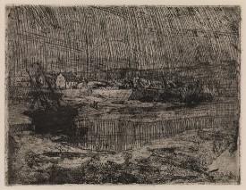 Henry O. Tanner, The Wreck, c. 1913. Etching on paper, 10 7/8 x 13 1/4 inches. PAFA, Gift of Dr. Constance E. Clayton in loving memory of her mother Mrs. Williabell Clayton.