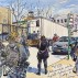 Steve Mumford, Photojournalists Outside Wyckoff Medical Center, Brooklyn, NY, Apr. 7, 2020, 2020. Ink and watercolor on paper, 11 x 15.5 inches. Courtesy of Postmasters Gallery and the Artist