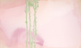 Mary Weatherford, 5:00 a.m., 1992. Acrylic, Flashe, and ink on canvas, 72 x 120 inches. Collection of the Artist