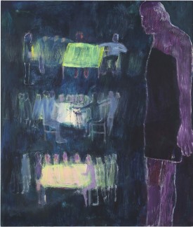 Katherine Bradford, Guest for Dinner, 2021. Acrylic on canvas, 80 x 68 inches. Courtesy of the Artist and CANADA New York