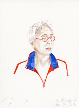 Brenda Zlamany, A Watercolor Portrait a Day: Day 7 (Kathy Bradford), 2015; watercolor and pencil on paper, 12 x 9 inches, courtesy of the artist.