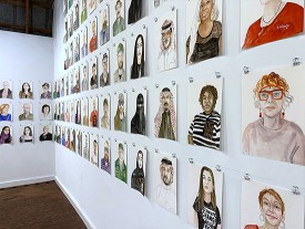 Installation shot, Brenda Zlamany: The Itinerant Portraitist at Re Institute, Millerton, NY, 2021. Photo by the artist