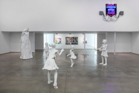 Installation shot of the exhibition under review, with Karon Davis’s Double Dutch Girls (2021) in the foreground. Courtesy of Jack Shainman Gallery