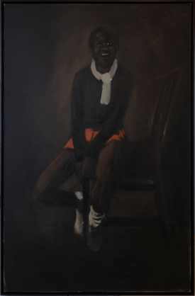 Lynette Yiadom-Boakye, The Treasures, 2012. Oil on canvas, 9-1/2 x 51-1/8 inches. Courtesy of Jack Shainman Gallery